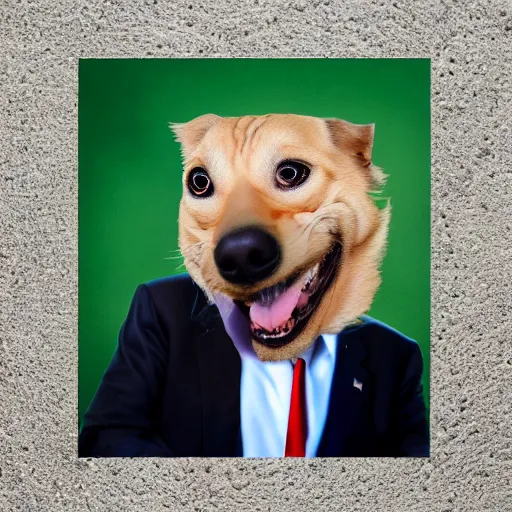 Image similar to Donald Trump as a dog, photography, 8k, cute,