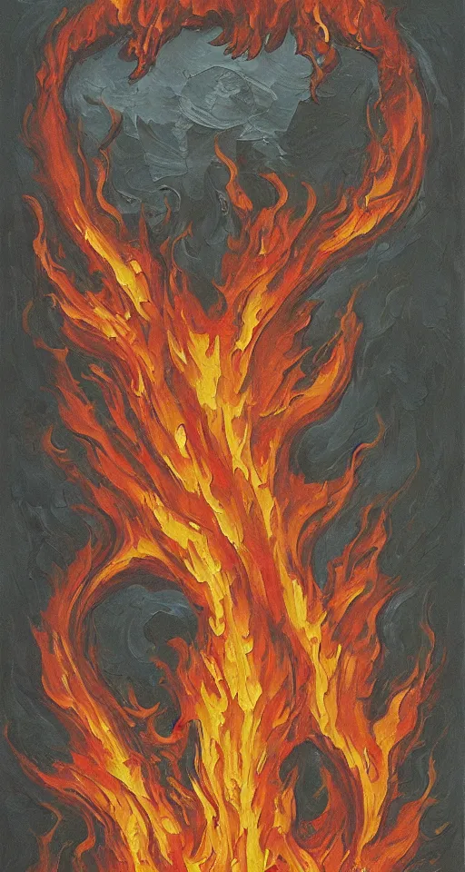 Image similar to escher oil painting of a fire cacomixtle, apocalyptic