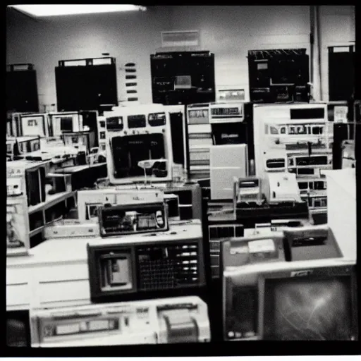 Image similar to electronics department in 1990. As described by William Gibson. Polaroid