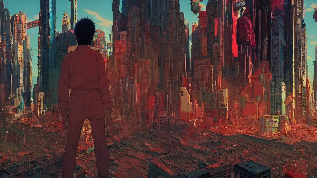 Prompt: vibrant aesthetic highly detailed photography of characters in akira scene, characters with hyperrealistic highly detailed faces. from akira by alejandro hodorovski and denis villeneuve and gregory crewdson style with many details by mike winkelmann and vincent di fate in sci - fi style. volumetric natural light hyperrealism photo on dsmc 3 system