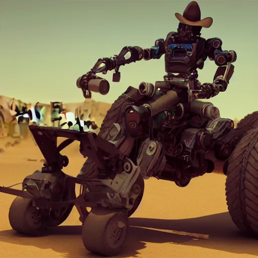 Prompt: Robotic cowboy octane render