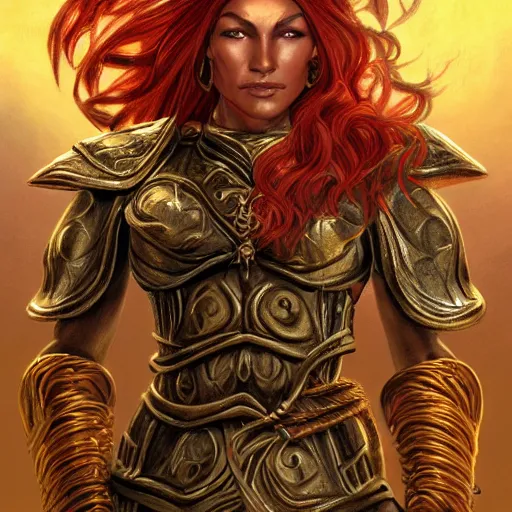 Prompt: bright, colorful, realistic, detailed from Elder Scrolls: shivering isles concept art golden saint a warrior woman with skin and hair made of bright and shiny gold backlighting, kodachrome, high contrast, highly detailed, sharp focus, digital painting, concept art, illustration, trending on artstation, comic book by Alex Ross and Adam Adamowicz cover art