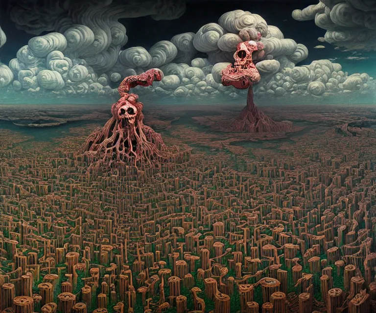 Image similar to hyper detailed 3d render like a Oil painting - god of death hades floating over his hellish landscape, by Jacek Yerka, Mariusz Lewandowski, Houdini algorithmic generative render, Abstract brush strokes, Masterpiece, Edward Hopper and James Gilleard, Zdzislaw Beksinski, Mark Ryden, Wolfgang Lettl, hints of Yayoi Kasuma, octane render, 8k