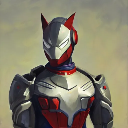 Image similar to greg manchess portrait painting of armored spiderman ultraman grey fox from metal gear cyborg gay japanese - american hybrid as overwatch character, medium shot, asymmetrical, profile picture, organic painting, sunny day, matte painting, bold shapes, hard edges, street art, trending on artstation, by huang guangjian and ail elvgren and sachin teng