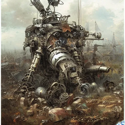 Image similar to Jean-Baptiste Monge, Jean-Baptiste Monge, Jean-Baptiste Monge, Jean-Baptiste Monge, Jean-Baptiste Monge, Jean-Baptiste Monge artwork of a cluttered robot junkyard