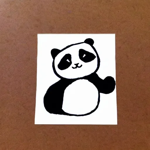 Image similar to child crayon drawning of a cute kitten with panda body and cat face