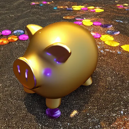 Image similar to a piggy bank made out of gems, unreal engine, path tracing