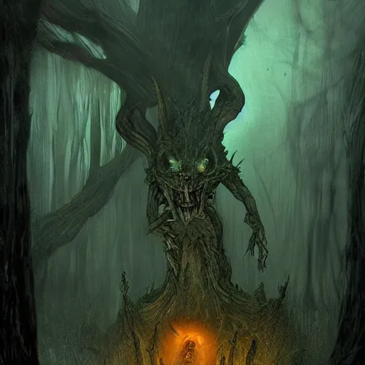 Image similar to an eerie uncanny hell with strange eerie magical scary creatures, concept art, award - winning, by guillermo del toro