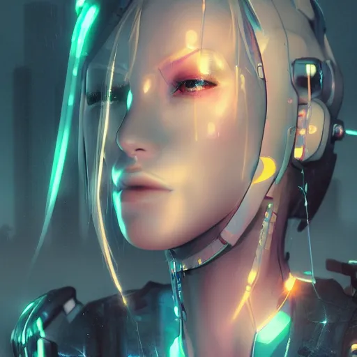 Image similar to anime woman portrait made out of rain, beautiful, cyborg, stylish suit, cyberpunk background, neon, rendered in octane, unreal engine, matte painting, sharp focus, trending on artstation, futuristic