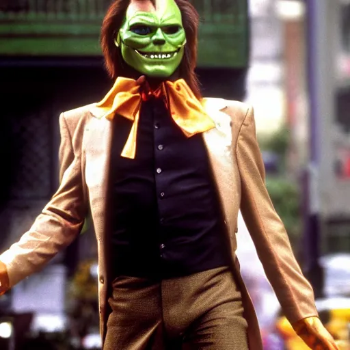 Prompt: photo of Jim Carrey in the movie The Mask, highly detailed, high quality, HD, 4k, 8k, Canon 300mm, professional photographer, 40mp, lifelike, top-rated, award winning, realistic, sharp, no blur, edited, corrected, trending