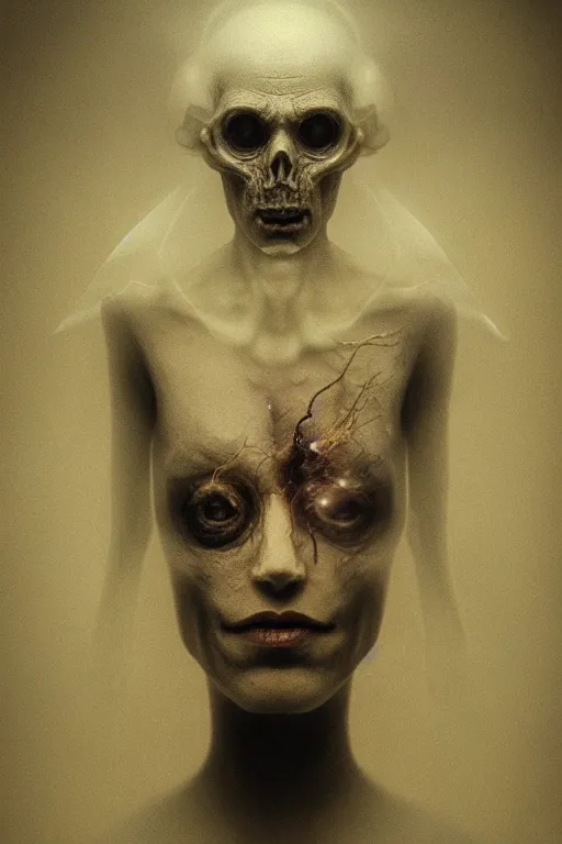 Prompt: surreal portrait of a ghost floating in the darkness of the Space, ancient fairy dust, Cinematic lighting, insanely detailed, trending on artstation, golden ratio, concept art by Agesandro de Rodas & Emil Melmoth