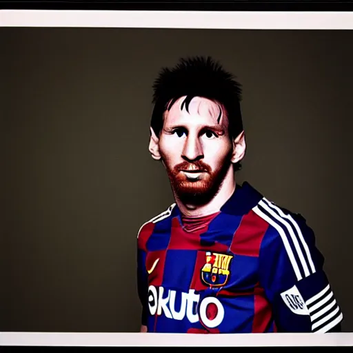 Image similar to a portrait of lionel messi by nobuyoshi araki