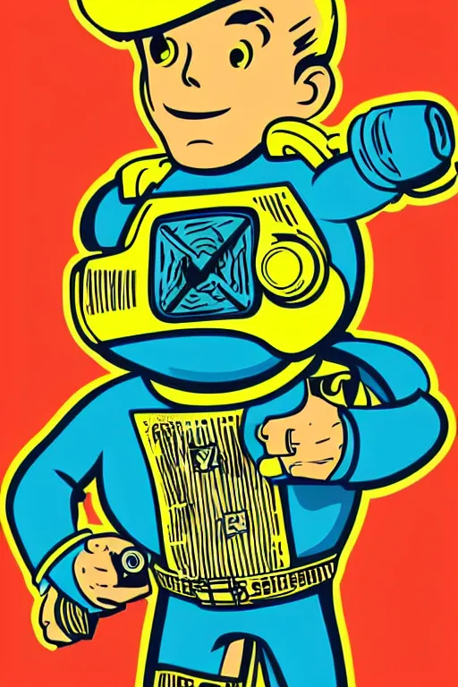 Image similar to fallout 7 6 retro futurist illustration art by butcher billy, sticker, colorful, illustration, highly detailed, simple, smooth and clean vector curves, no jagged lines, vector art, smooth andy warhol style