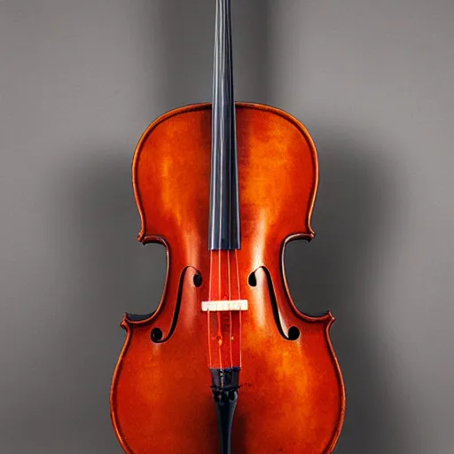 Prompt: studio photograph of a Guadagneri Cello, front view