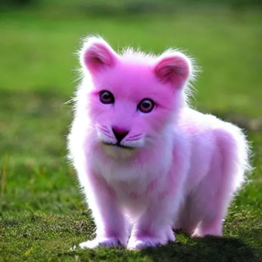Image similar to fuzzy cute pink furry wide-bright eyed adorable creature