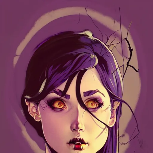 Image similar to artgerm, norman rockwell, joshua middleton, purple color pallete, welcome to night vale, lighthouse in the desert, giant centipede, spooky strange weird quirky, cartoon, 2 d, shades of purple