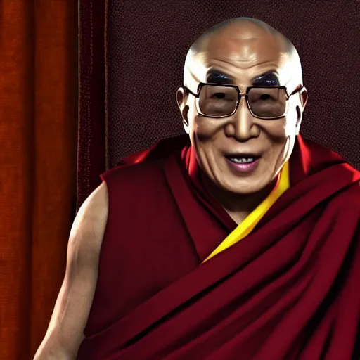 Prompt: Screenshot of the Dalai Lama in Skyrim special edition, 4k resolution, octane render