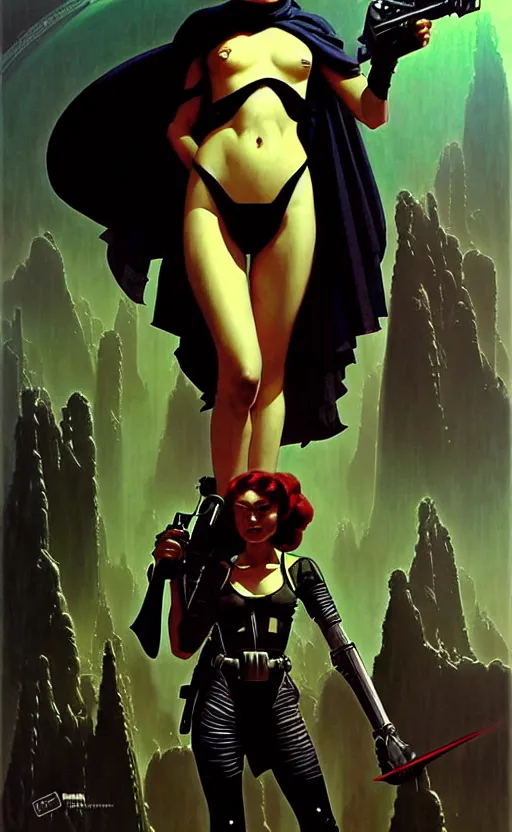 Image similar to pulp scifi fantasy spot illustrations of various character concepts, ciberpunk girl, burka, futuristic design, crafting, diy, by norman rockwell, roberto ferri, daniel gerhartz, edd cartier, jack kirby, howard brown, ruan jia, tom lovell, jacob collins, dean cornwell, astounding stories, amazing, fantasy, other worlds