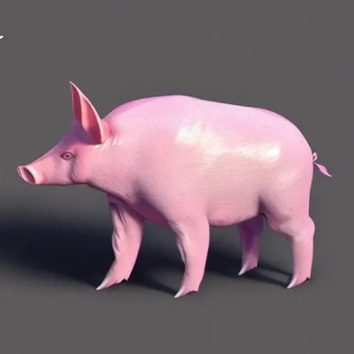 Image similar to A scrawny pink pig with its head turned to the left, concept art, artstation, awarding