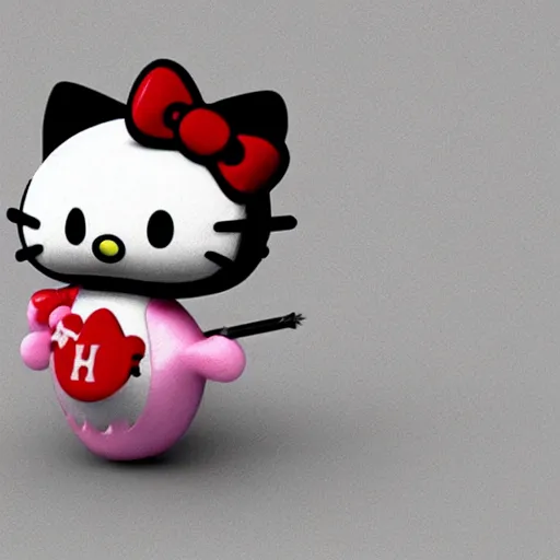 prompthunt: evil hello kitty holding a spiky baseball bat, 3d render, sanrio,  parody, behance, HD render, unity, cinematic Trending on artstation.