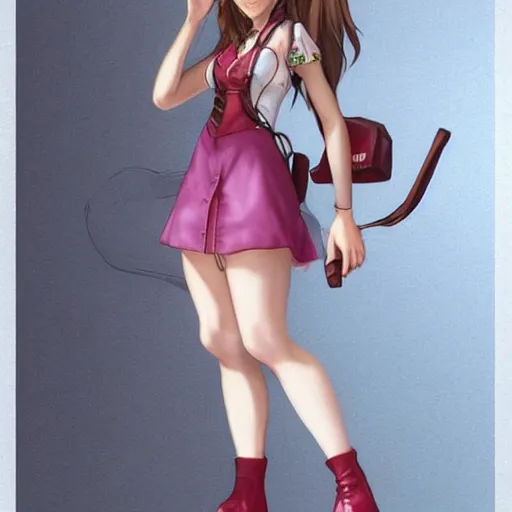 Image similar to full body shot of aerith gainsborough, highly detailed, concept art trending on artstation