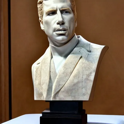 Prompt: marble bust of john travolta