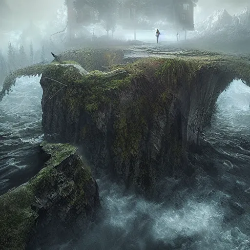 Prompt: michal karcz pixel art of a beautiful landscape. , horror theme, detailed, elegant, intricate, 4k,