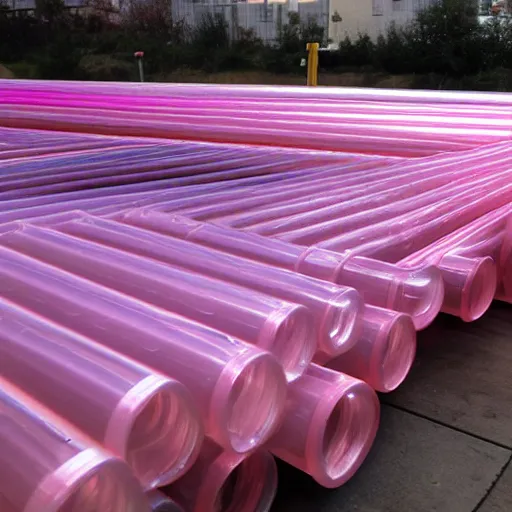 Prompt: clear pipes transporting liquid, y 2 k pink plastic dreamscape,