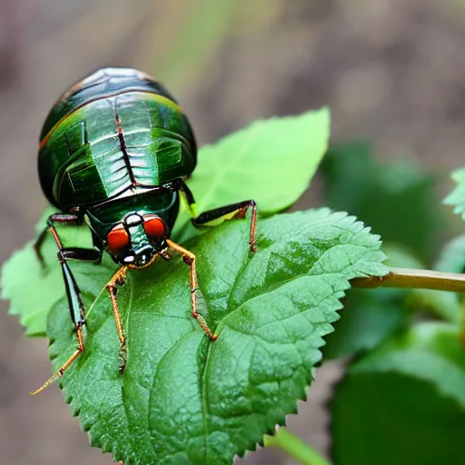 Image similar to shiny green rose chafer in gogos, basil style