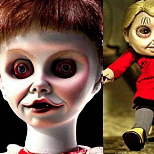 Image similar to the son of annabelle doll and pinnochio