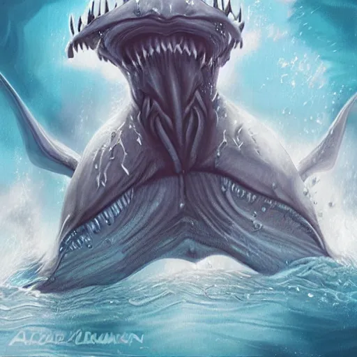 Prompt: joe biden sharkman, animal transformation, lovecraftian sea creature, swimming, furry by artgerm