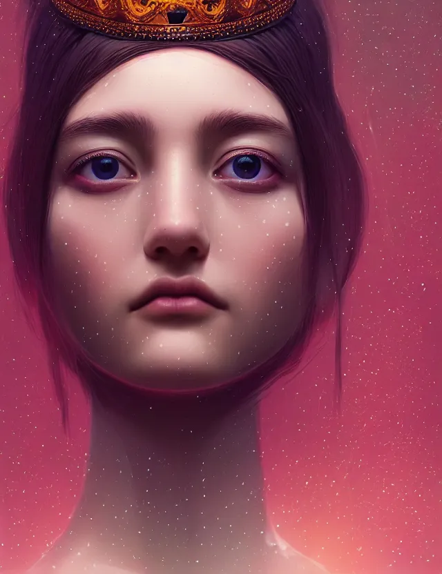 Image similar to symmetrical, centered composition. bokeh background. goddess close-up portrait in crown, by Tooth Wu and wlop and beeple and greg rutkowski