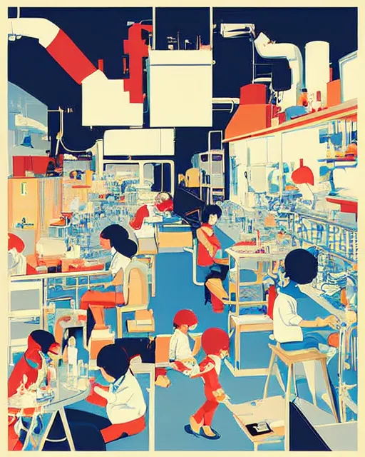 Image similar to science lab. clean cel shaded vector art. minimalist illustration art by tatsuro kiuchi and kilian eng