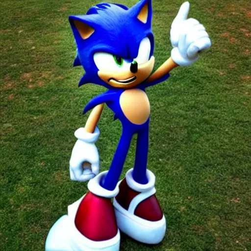 Prompt: a statue of sonic the hedgehog