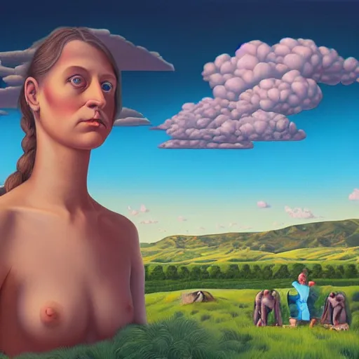 Image similar to alex gross, hyperrealistic surrealism landscape