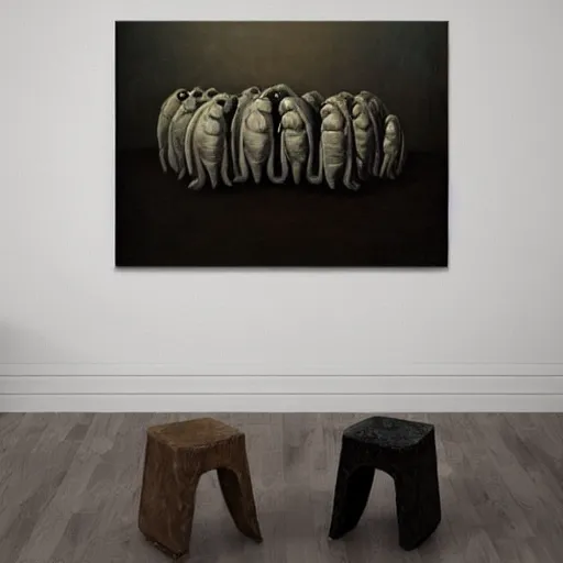 Image similar to tardigrades moshpit in style of vilhelm hammershoi