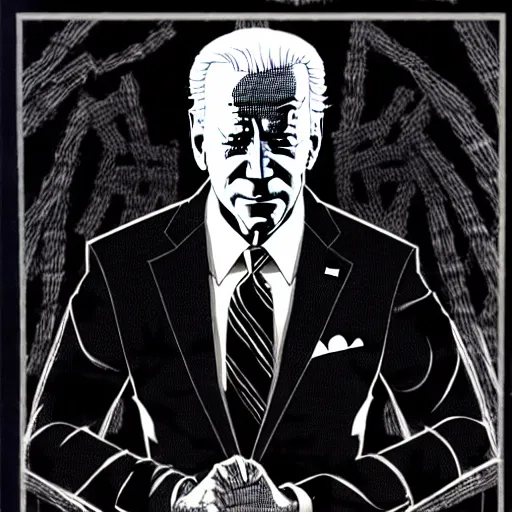 Image similar to Joe Biden looking sinister, by Tsutomu Nihei, highly detailed