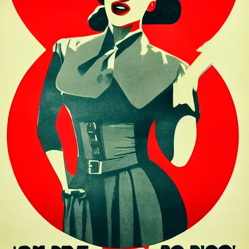 Image similar to propaganda posters of ariana grande the style of the united states 1 9 4 0's recruitment posters, red prohibitive circle around her head, 4 k