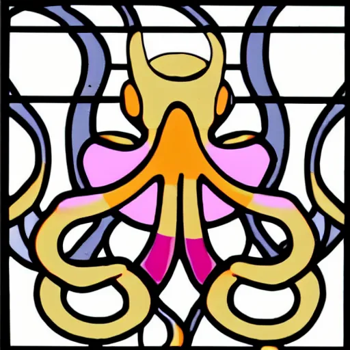 Prompt: stained glass mobius strip octopus