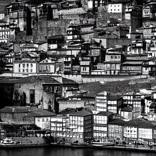 Image similar to porto in portugal photographed by ansel adams