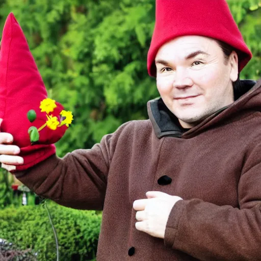 Prompt: Stefan Löfven as a garden gnome