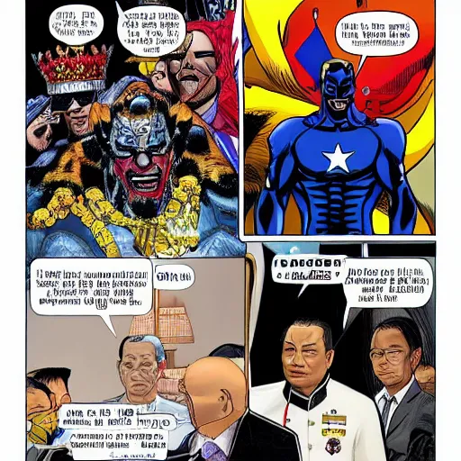 Image similar to King Vajiralongkorn as a Marvel villain