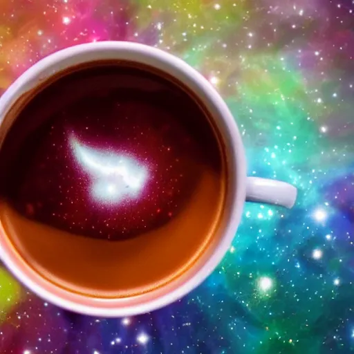 Prompt: colorful nebulae in a coffee cup