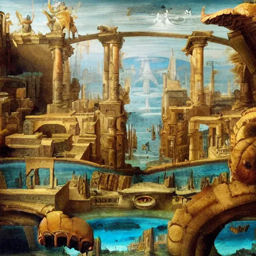 Prompt: painting of a underwater city, by Raphael