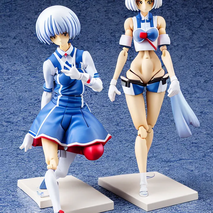 Prompt: rei ayanami pop up parade figurine