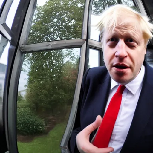 Image similar to a fisheye lens photo of boris johnson