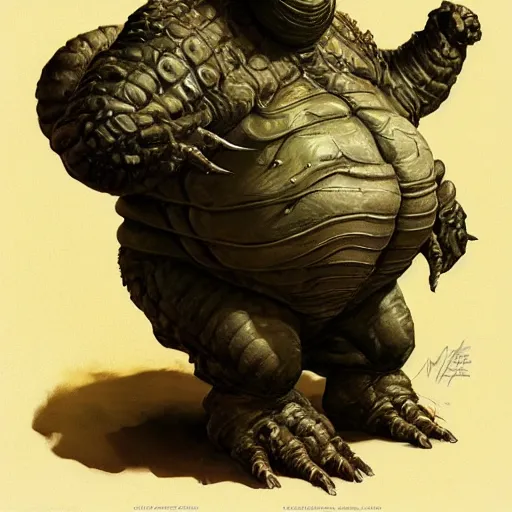 Prompt: photoreal portrait of an armoured bloated man resembling a toad, by boris vallejo and norman rockwell, artstation, horror, concept creature character art