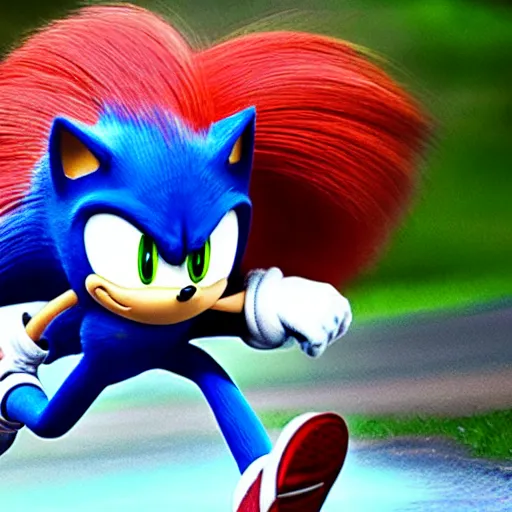 Image similar to professional photo similar to level of sonic the hedgehog, by discovery magazine, real life, photorealistic, soft focus, long exposure