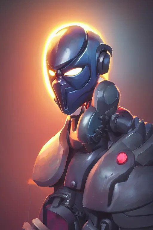 Image similar to epic mask helmet robot ninja portrait stylized as fornite style game design fanart by concept artist gervasio canda, behance hd by jesper ejsing, by rhads, makoto shinkai and lois van baarle, ilya kuvshinov, rossdraws global illumination radiating a glowing aura global illumination ray tracing hdr render in unreal engine 5