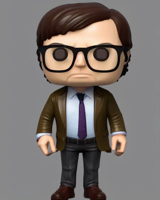 Prompt: full body 3d render of Dwight Schrute from the office as a funko pop, studio lighting, white background, blender, trending on artstation, 8k, highly detailed